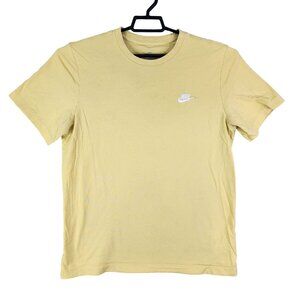 Men's Nike Yellow Shirt 100% Cotton Short Sleeve Casual Wear Crew Neck Size L